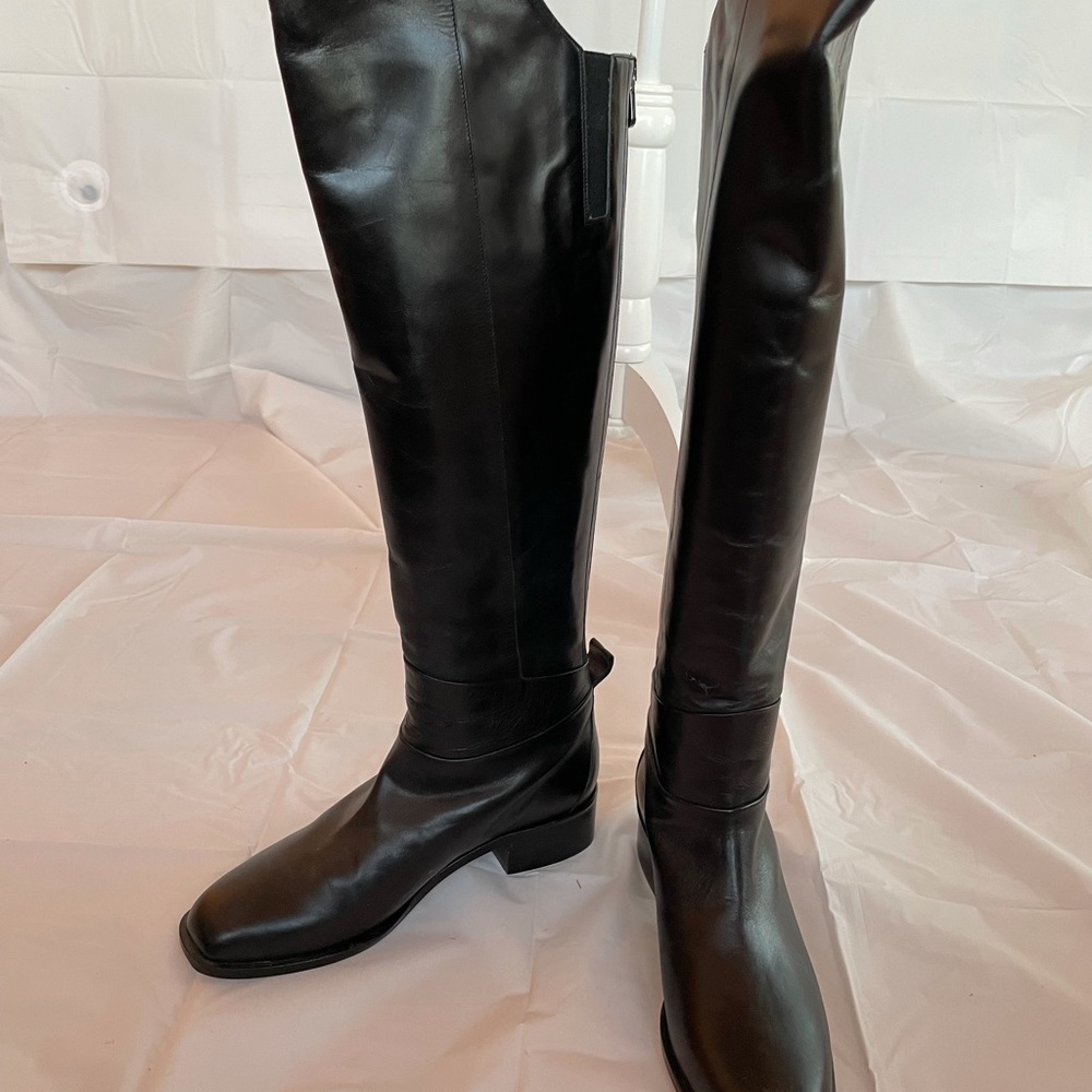 Emerson Fry black over the knee flat boots